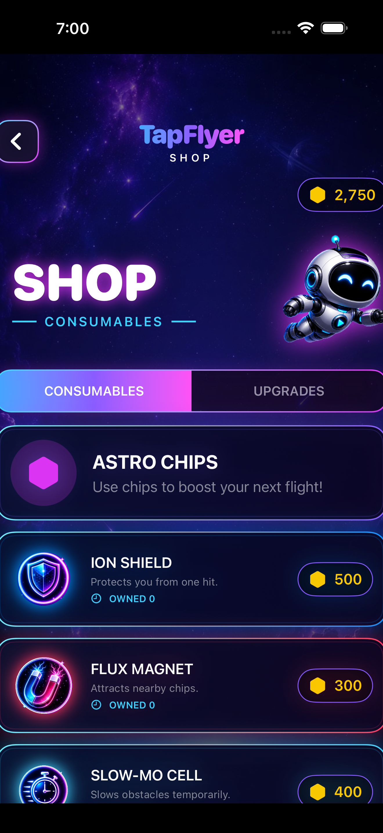 TapFlyer shop screen